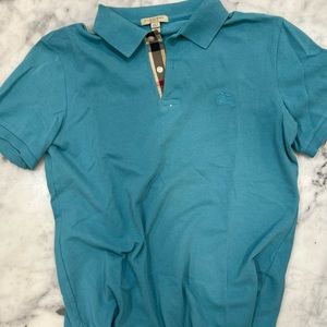 classic Burberry stripped collar polo shirt.